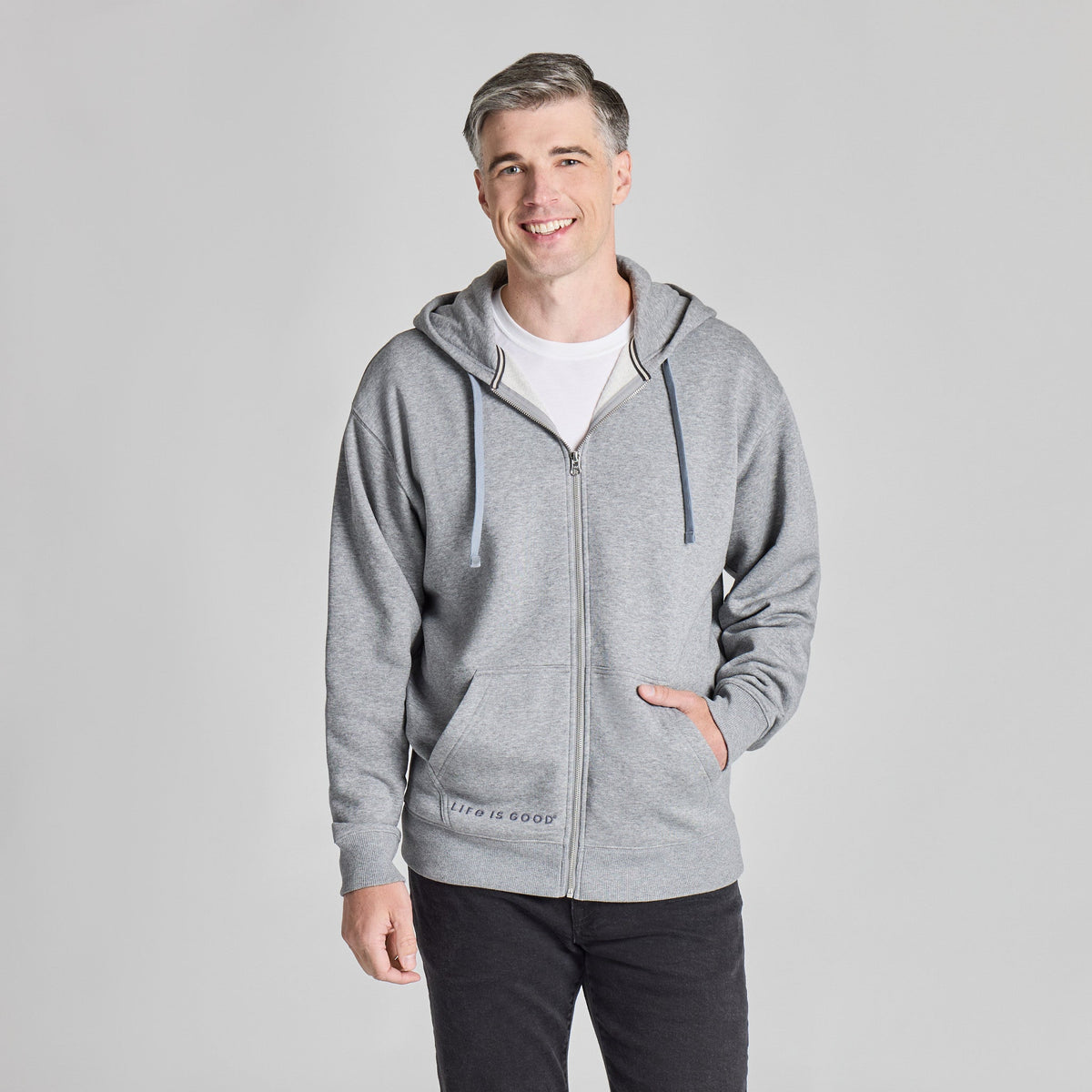 Men's Life is Good Crafty Wordmark Vibes Zip Hoodie product image 1