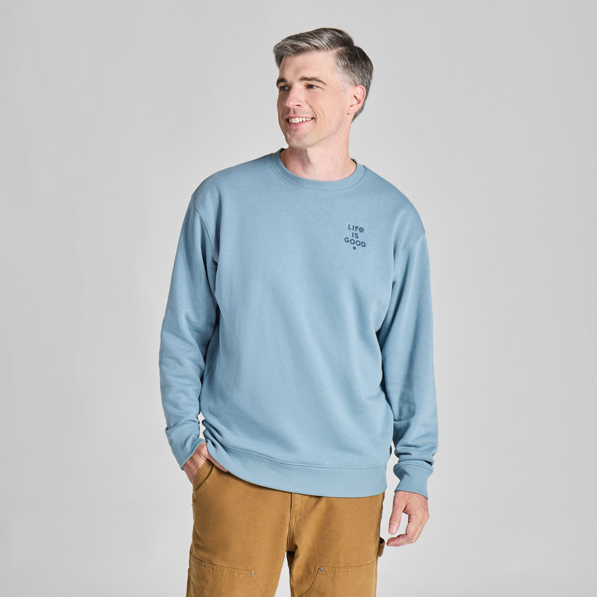 Men's LIG Stacked Wordmark Clean Good Vibes Crew
