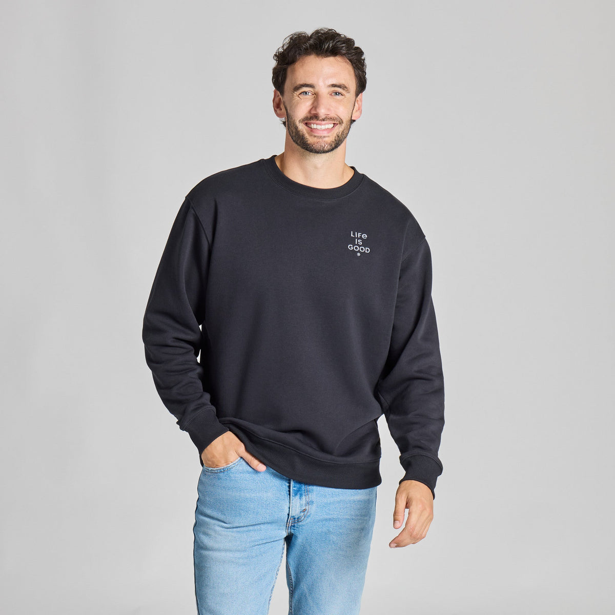 Men's LIG Stacked Wordmark Clean Good Vibes Crew
