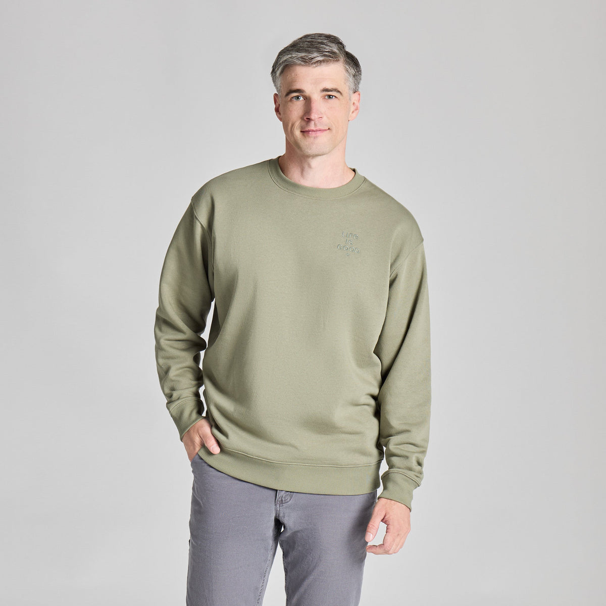 Men's LIG Stacked Wordmark Clean Good Vibes Crew