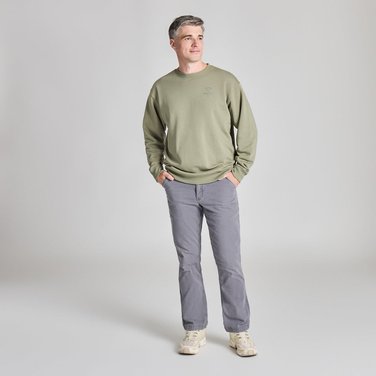 Men's LIG Stacked Wordmark Clean Good Vibes Crew