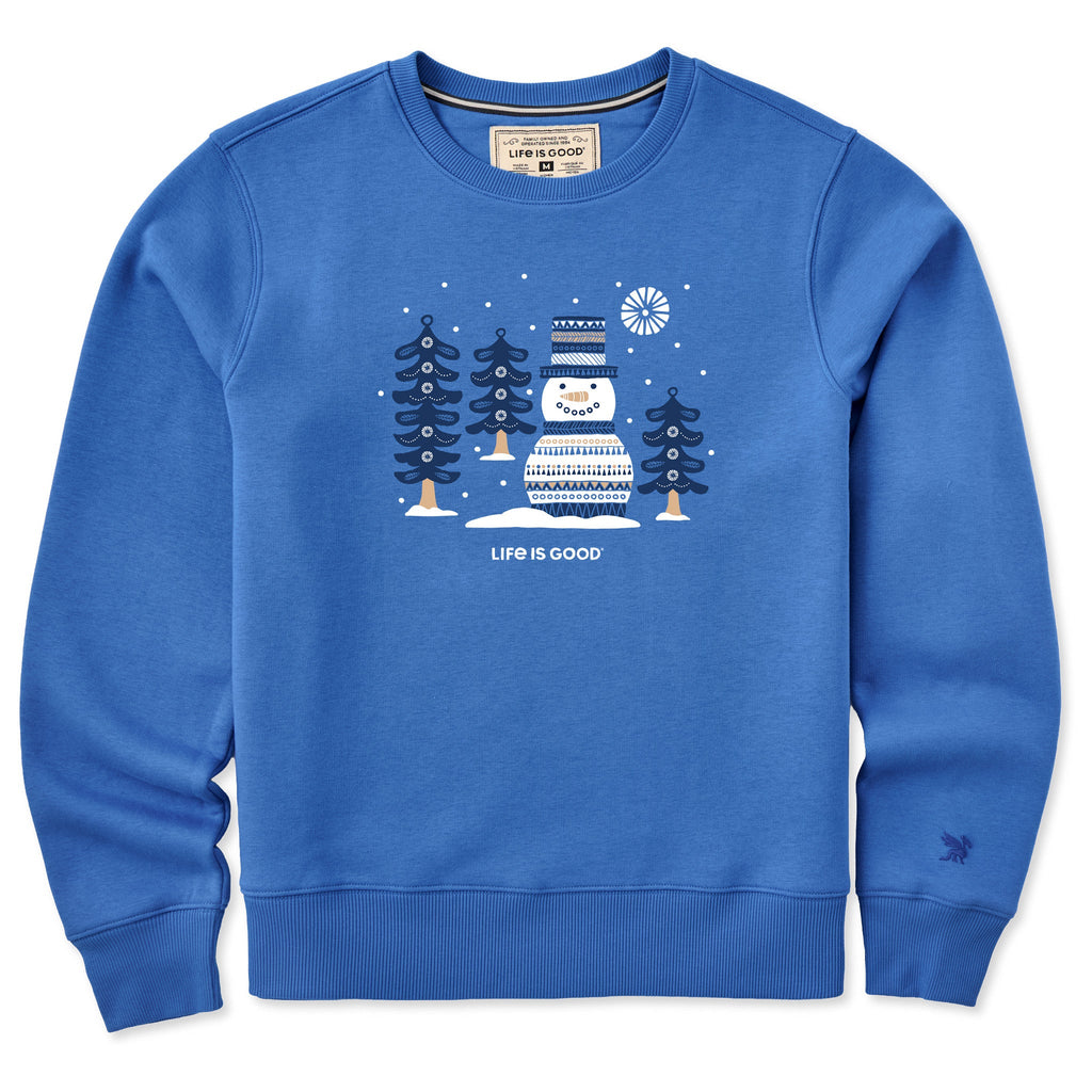 Women's Snowman and Trees Good Vibes Crew