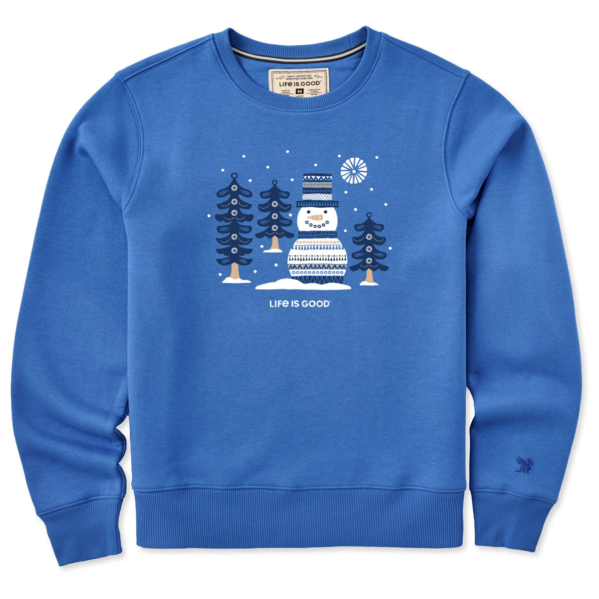 Women's Snowman and Trees Good Vibes Crew