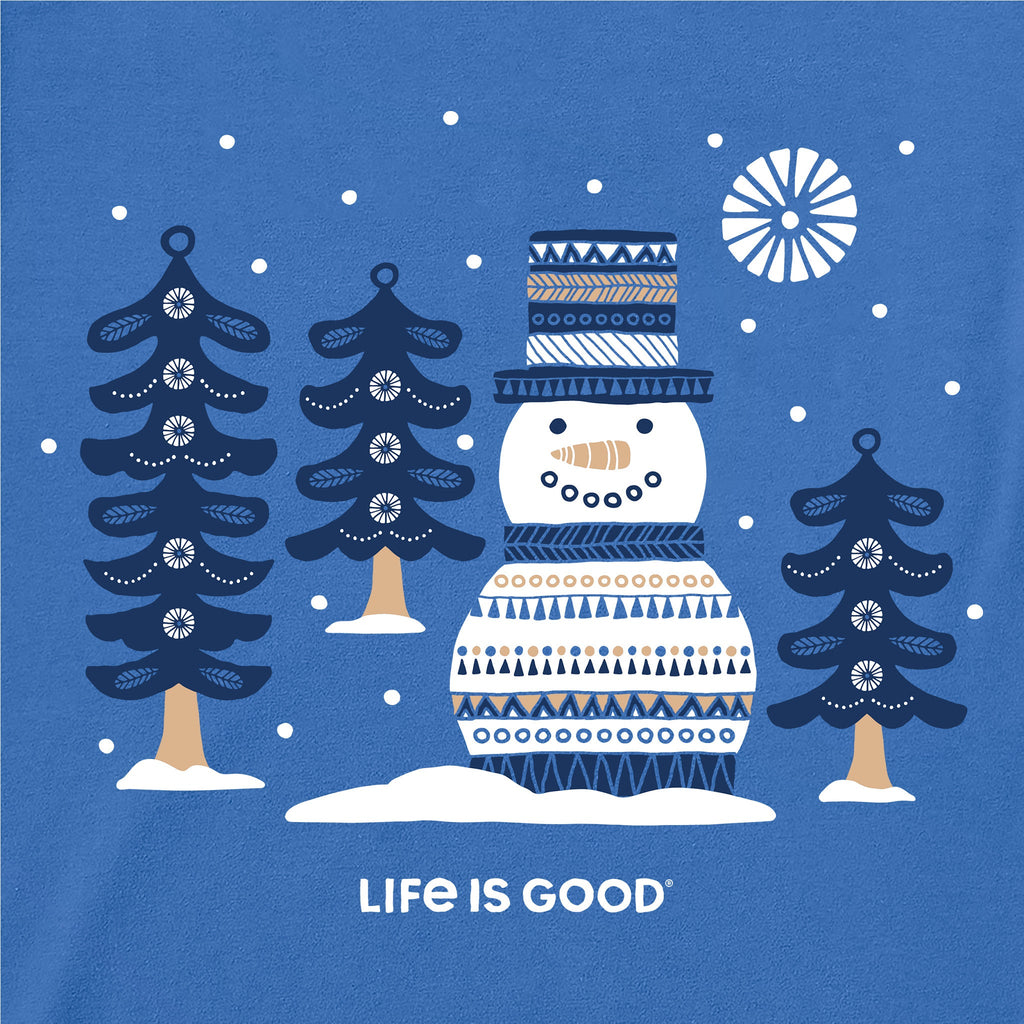 Women's Snowman and Trees Good Vibes Crew