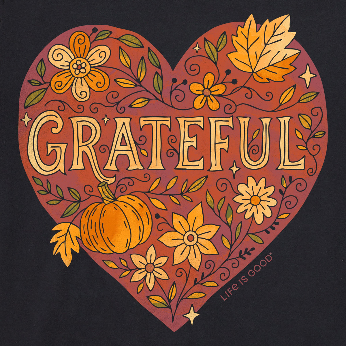 Women's Grateful Heart Doodle Watercolor Long Sleeve product image 2