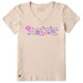 Women's Spring Wildflowers Pattern Short Sleeve Crusher Vee product image 1