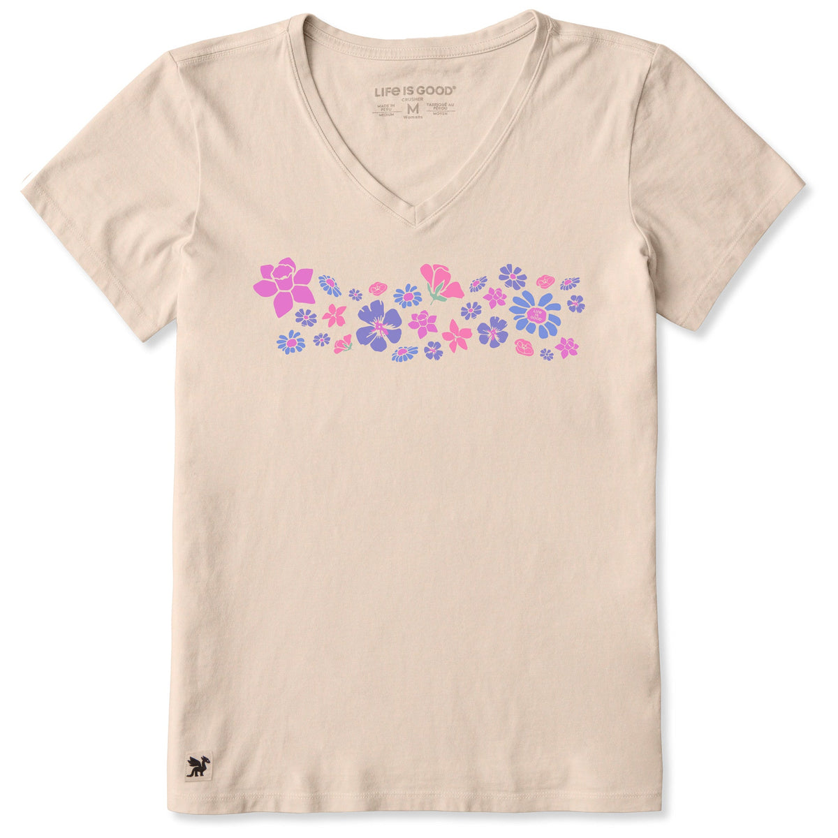 Women's Spring Wildflowers Pattern Short Sleeve Crusher Vee product image 1