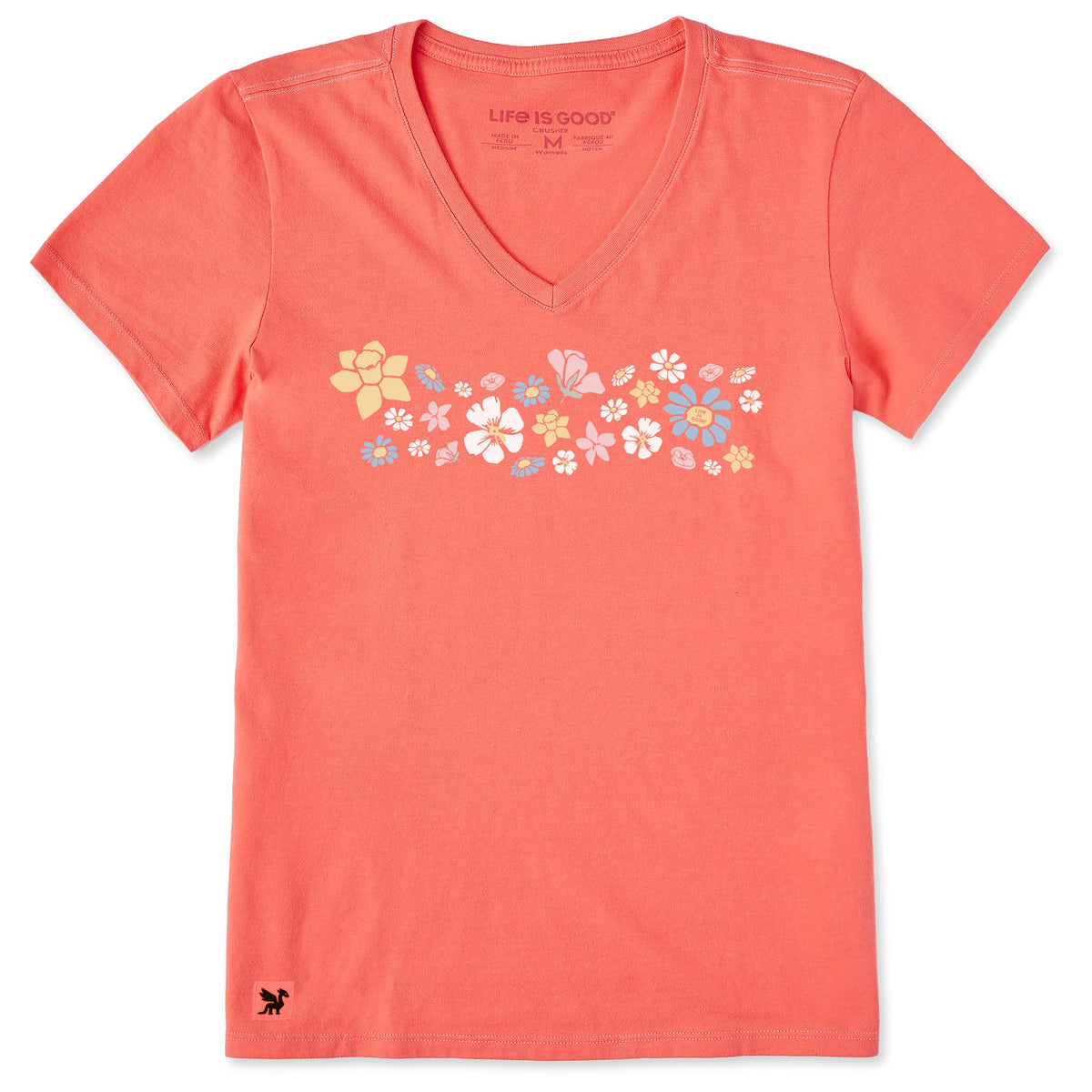 Women's Spring Wildflowers Pattern Short Sleeve Crusher Vee product image 3