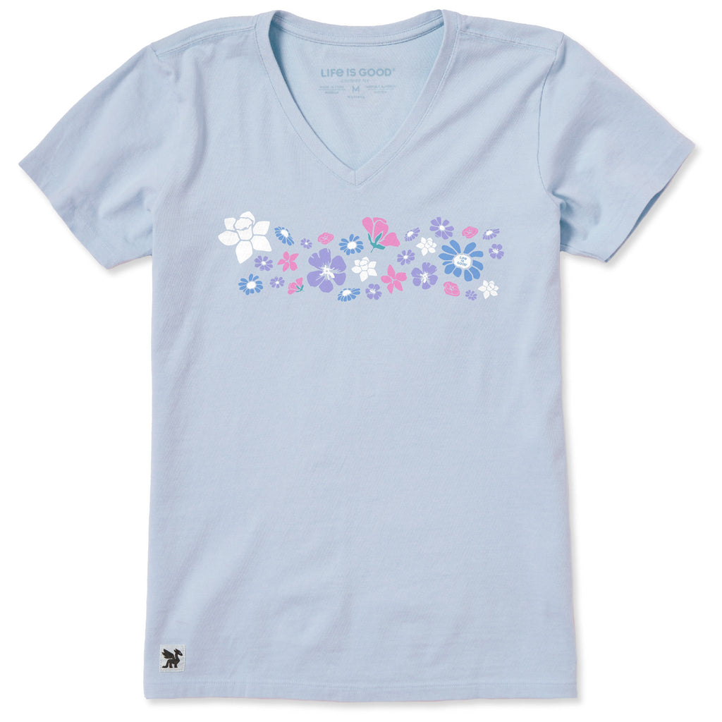Women's Spring Wildflowers Pattern Short Sleeve Crusher Vee product image 5