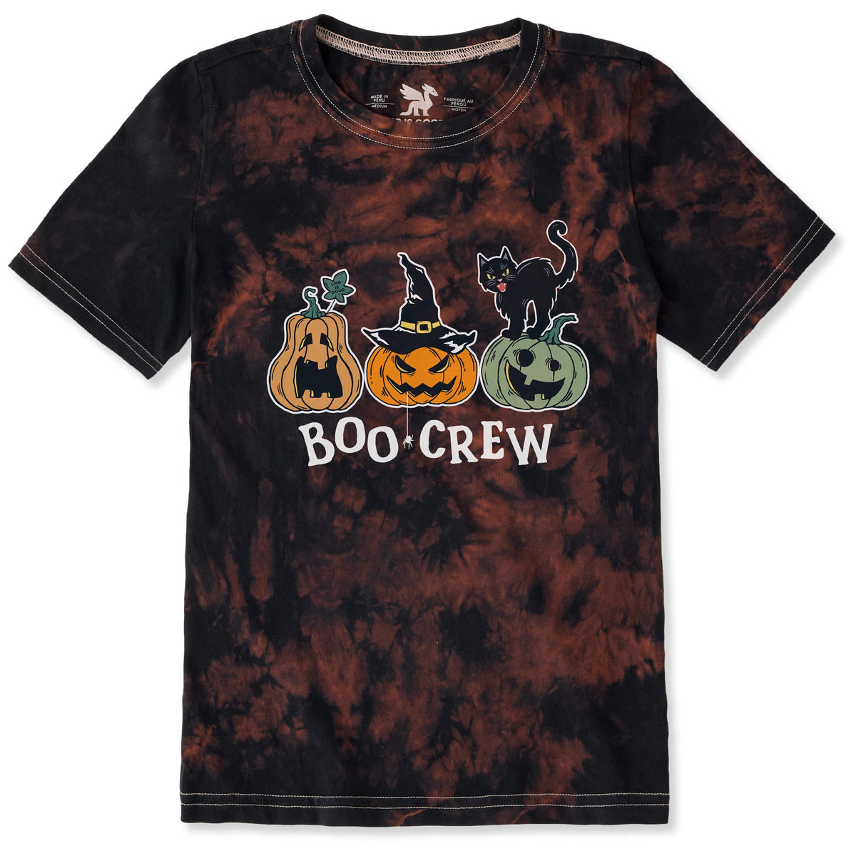 Kids Pumpkins Boo Crew Short Sleeve Crusher Tie-Dye Tee