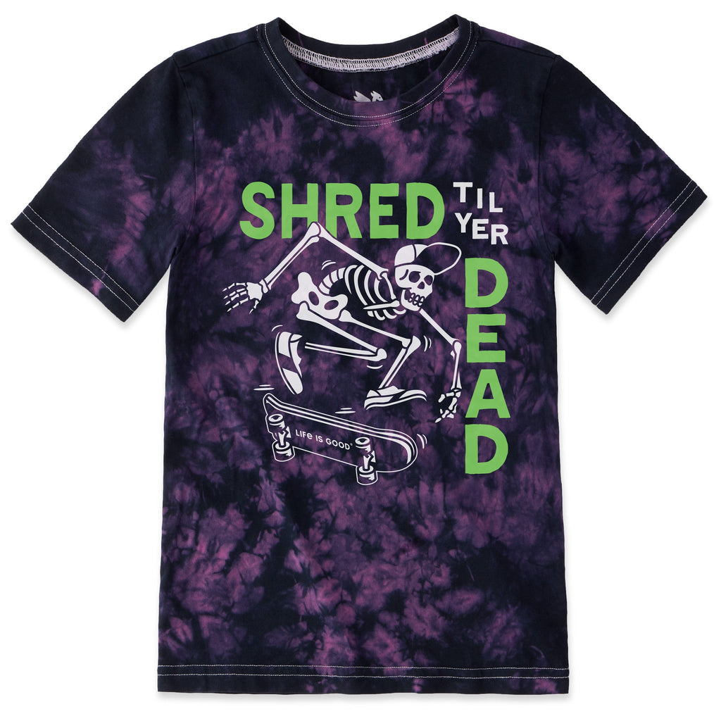 Kids Shred til yer Dead Skateboard Skeleton Short Sleeve product image 1
