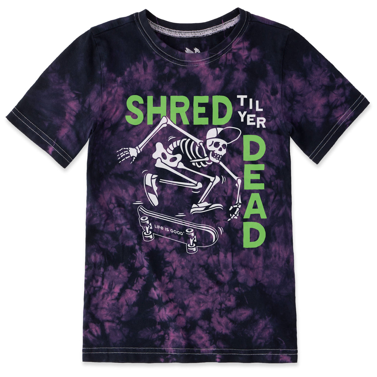 Kids Shred til yer Dead Skateboard Skeleton Short Sleeve product image 1