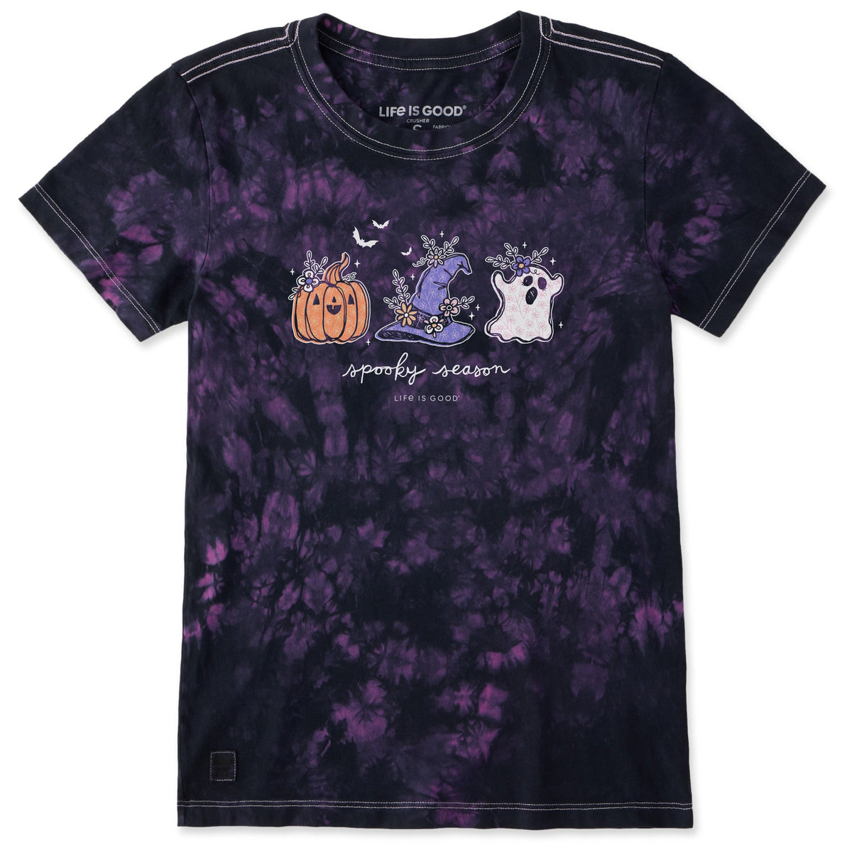 Women's Spooky Season Doodles Short Sleeve Crusher Tie-Dye Tee