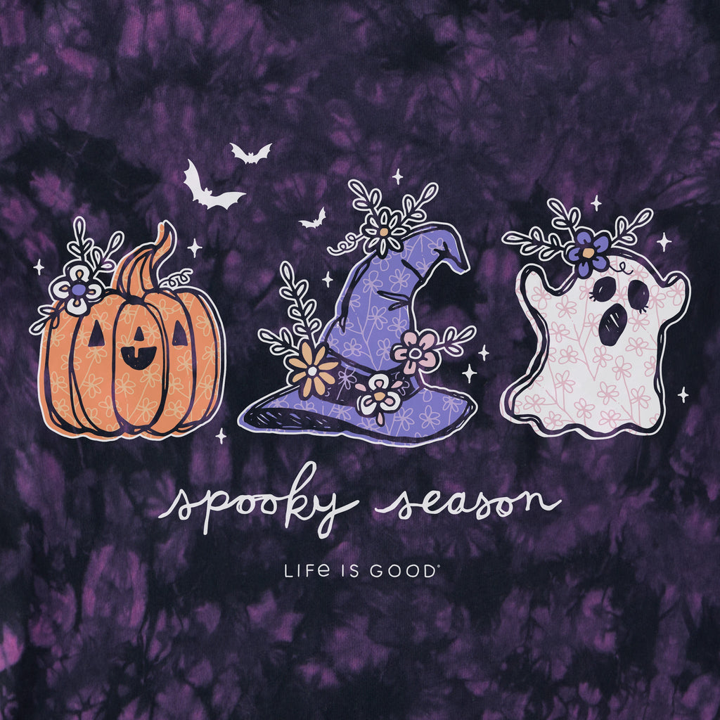 Women's Spooky Season Doodles Short Sleeve Crusher Tie-Dye Tee