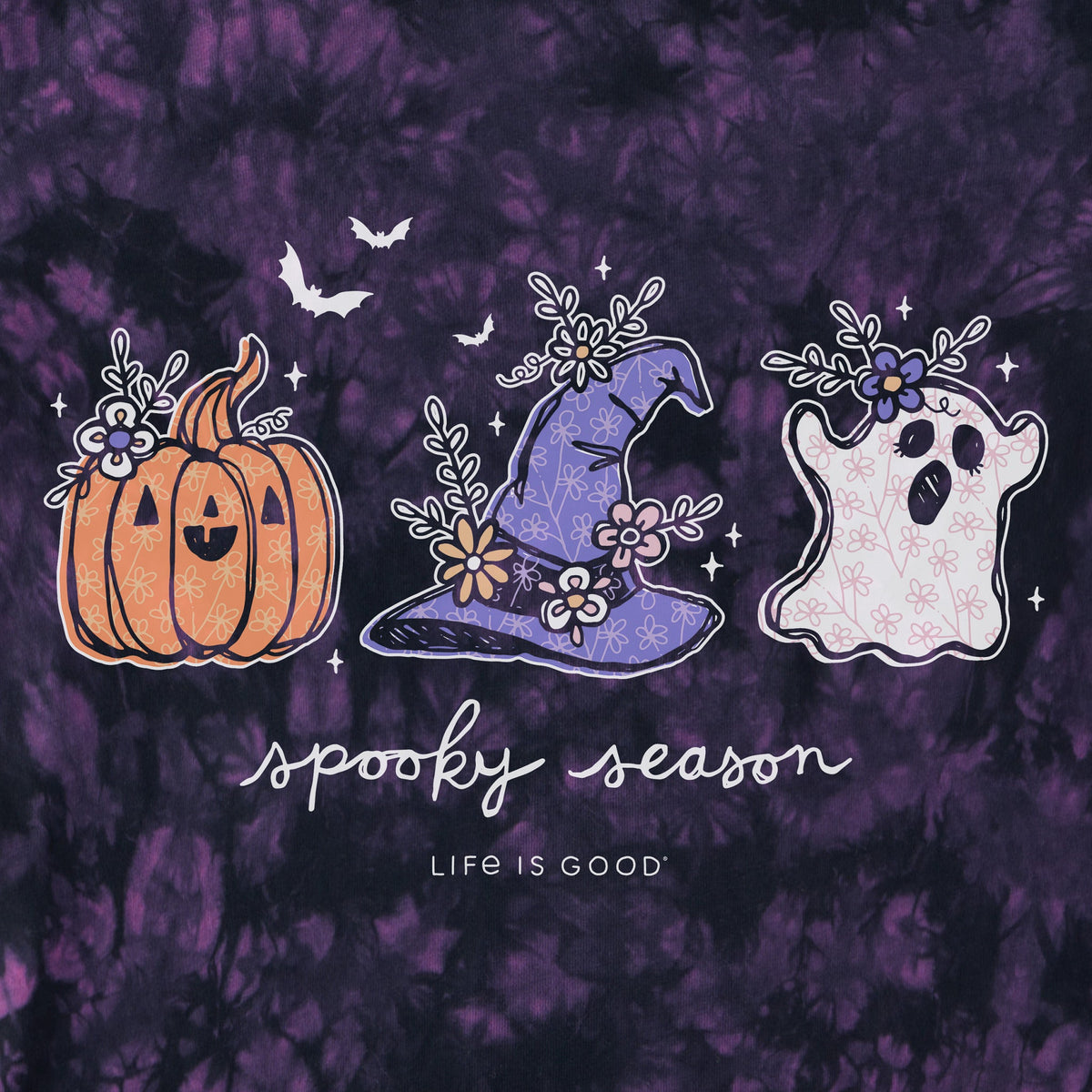 Women's Spooky Season Doodles Short Sleeve Crusher Tie-Dye Tee