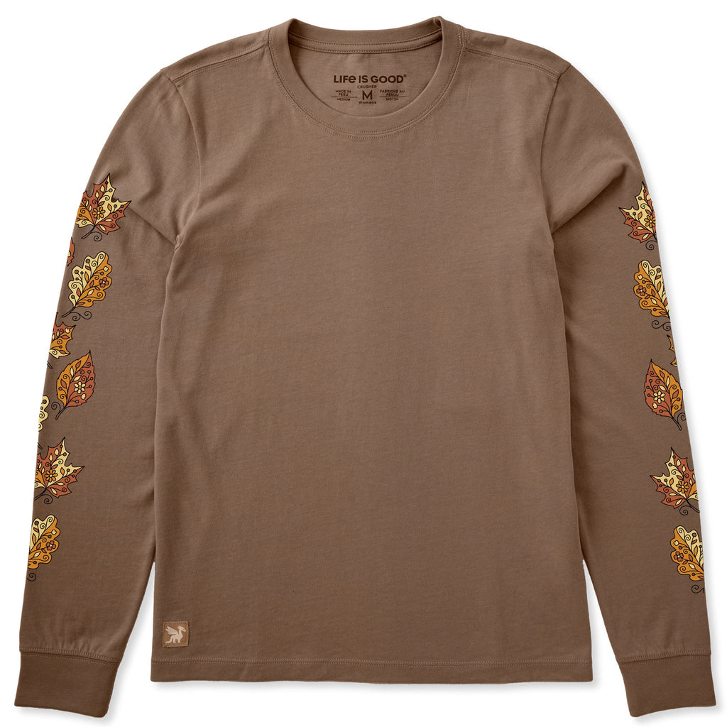 Women's Doodle Fall Leaves Long Sleeve Crusher Tee product image 1