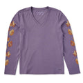 Women's Doodle Fall Leaves Long Sleeve Crusher Vee product image 1