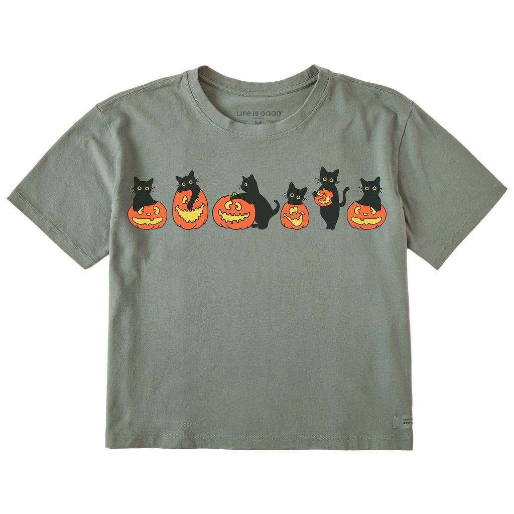 Women's Pumpkin Cats Short Sleeve Crusher Boxy Tee product image 1