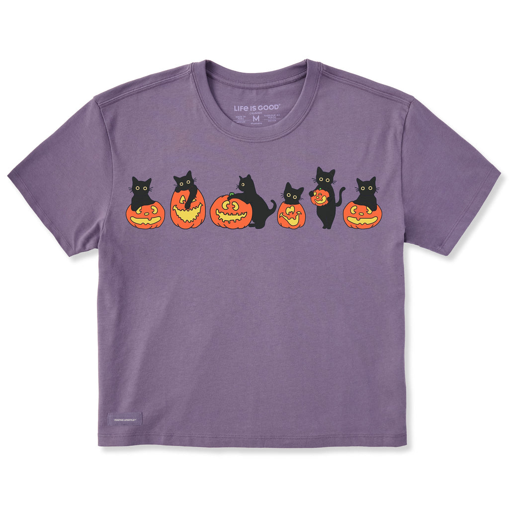 Women's Pumpkin Cats Short Sleeve Crusher Boxy Tee product image 3