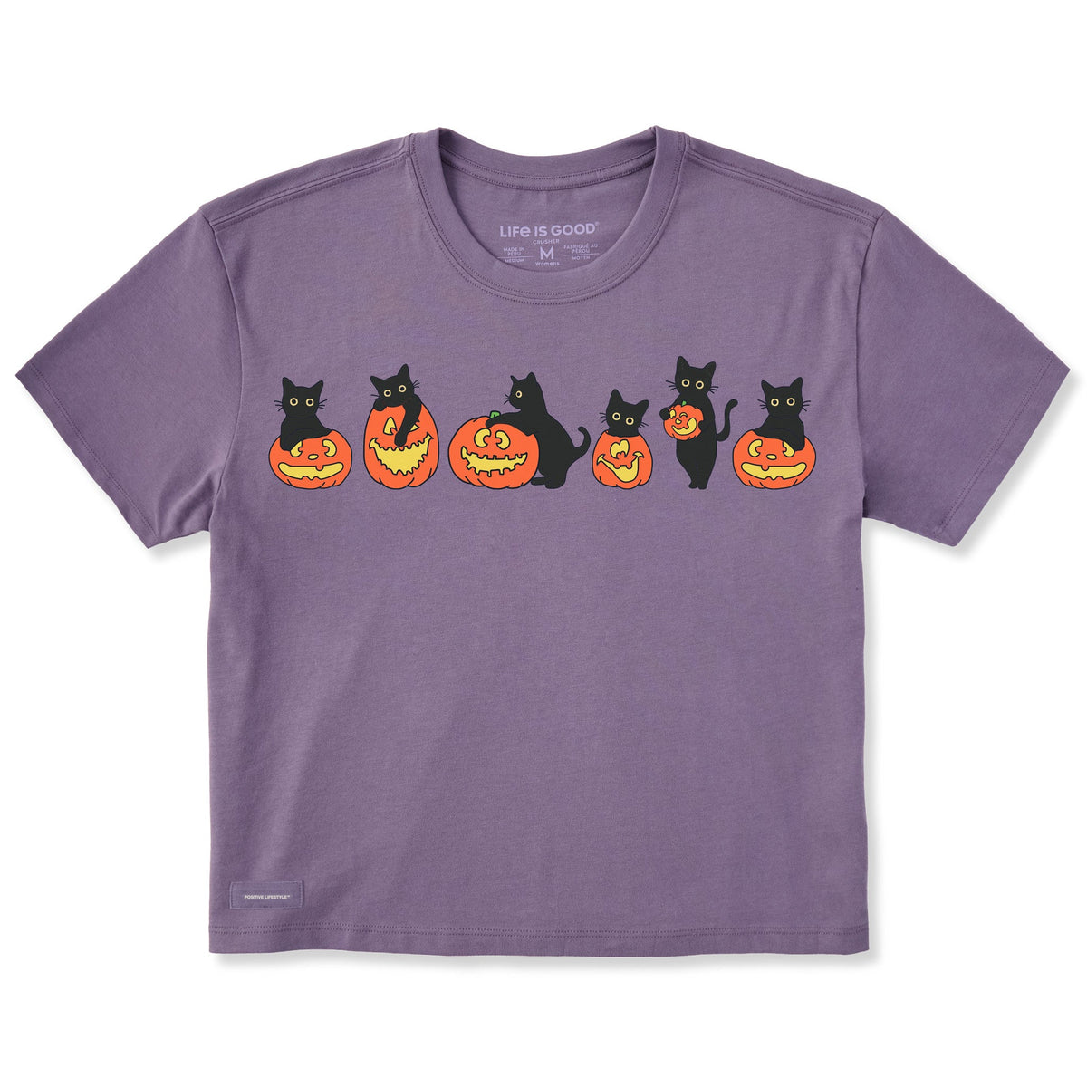 Women's Pumpkin Cats Short Sleeve Crusher Boxy Tee product image 3
