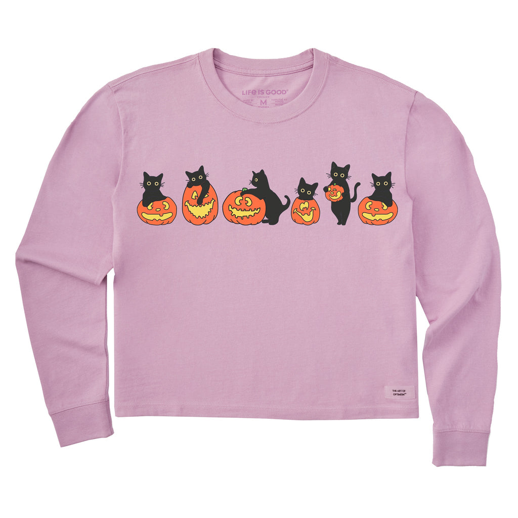 Women's Pumpkin Cats Long Sleeve Crusher Boxy Tee product image 1