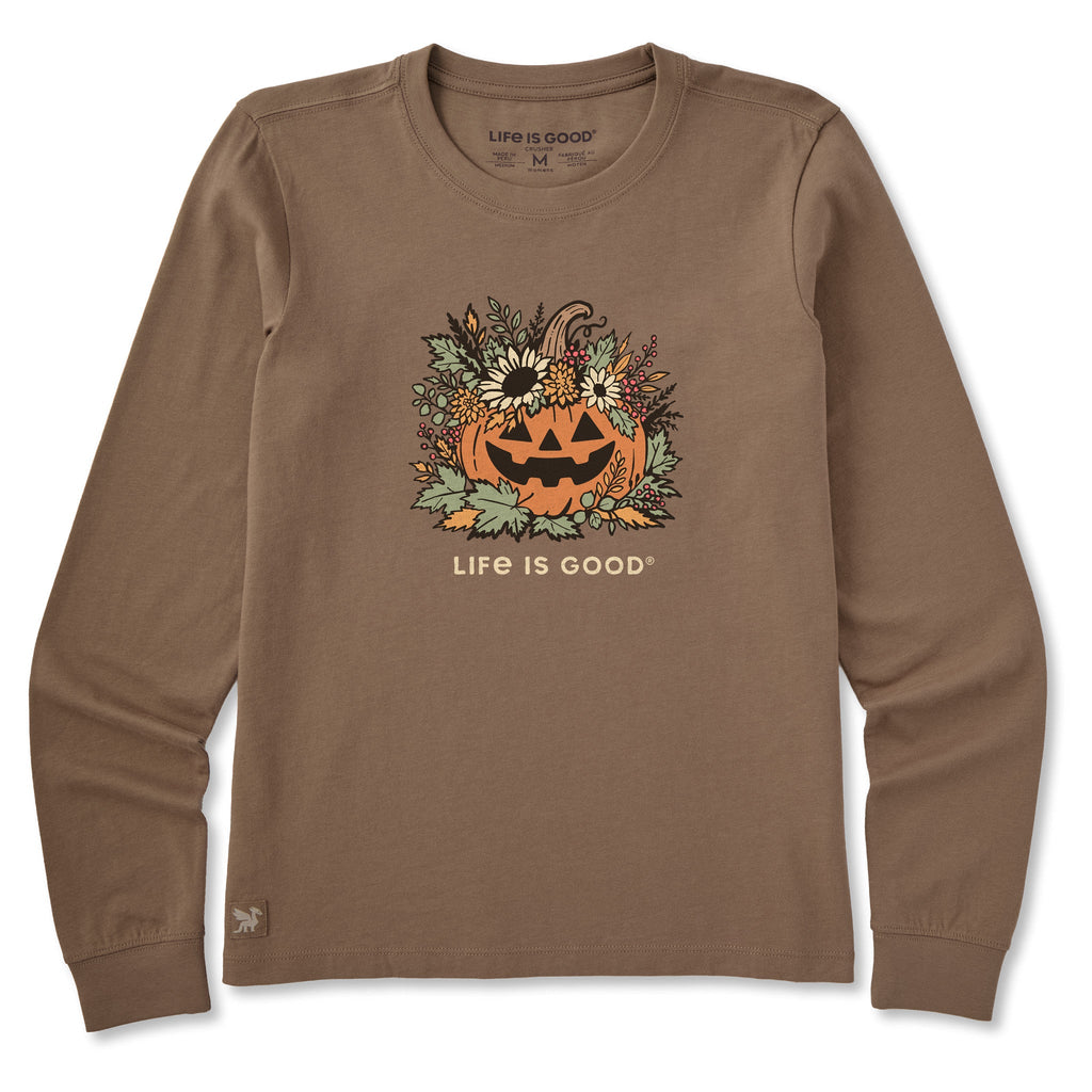 Women's Floral Jack-O-Lantern Long Sleeve Crusher Tee product image 1