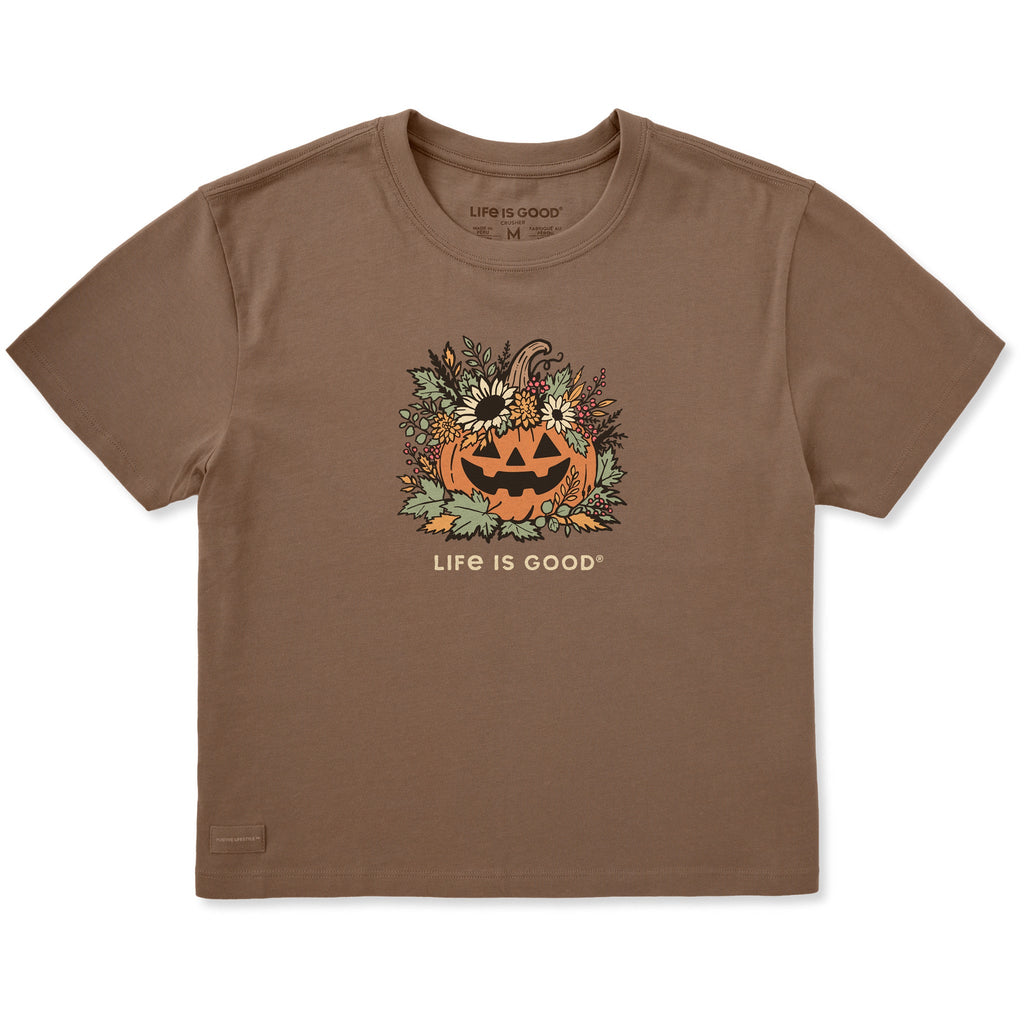 Women's Floral Jack-O-Lantern Short Sleeve Crusher Boxy Tee product image 1
