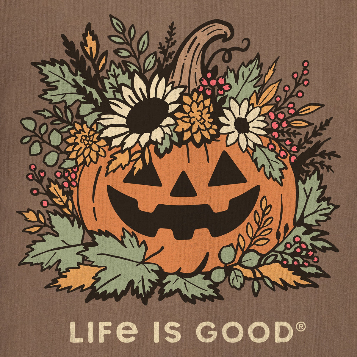 Women's Floral Jack-O-Lantern Short Sleeve Crusher Boxy Tee product image 2