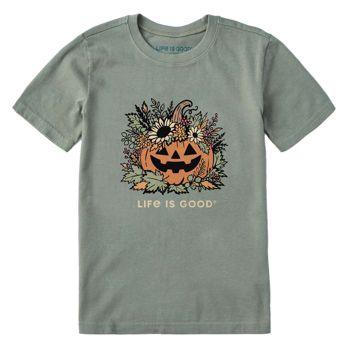 Kids Floral Jack-O-Lantern Short Sleeve Crusher Tee product image 1