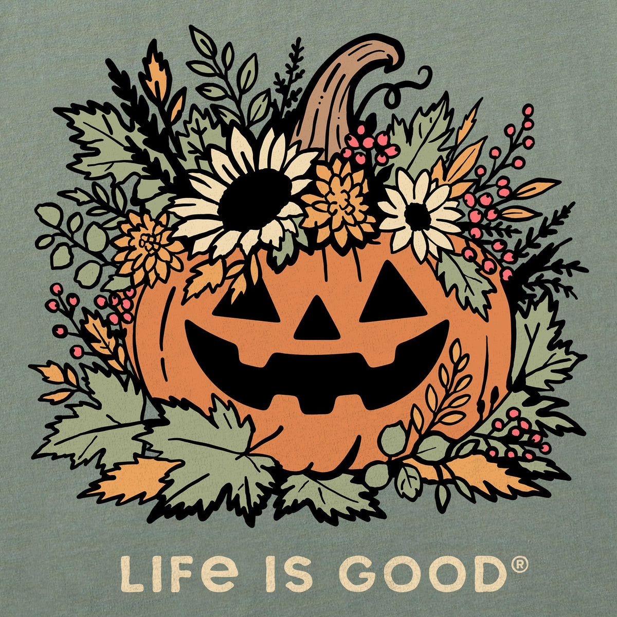 Kids Floral Jack-O-Lantern Short Sleeve Crusher Tee product image 2