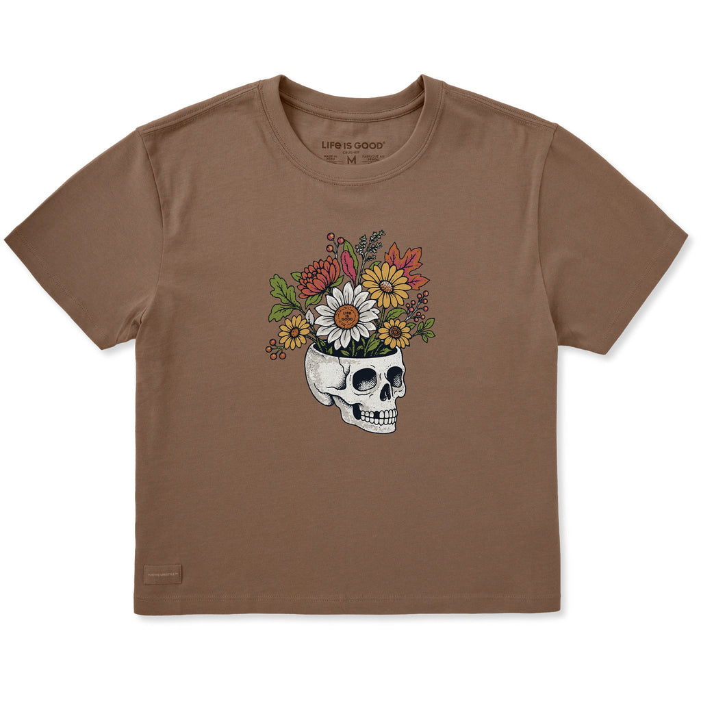 Women's Flowers in Skull Short Sleeve Crusher Boxy Tee product image 1
