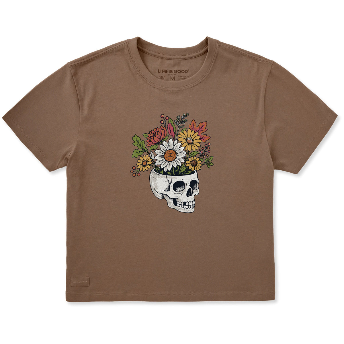 Women's Flowers in Skull Short Sleeve Crusher Boxy Tee product image 1