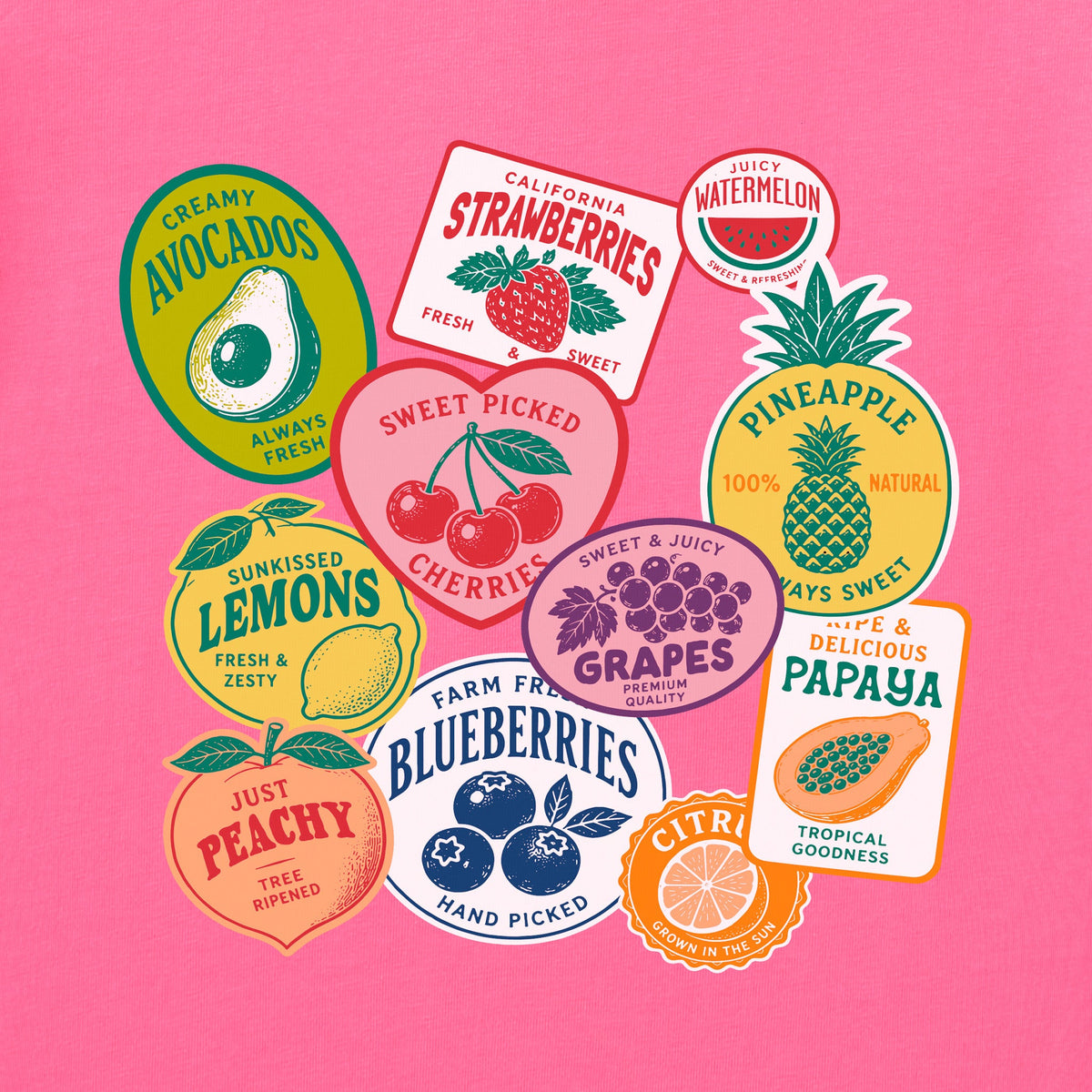 Women's Fruit Labels Short Sleeve Crusher Boxy Tee product image 2