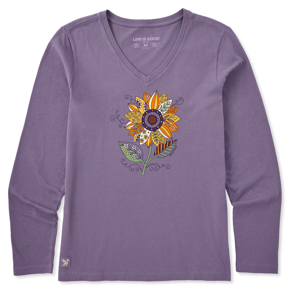 Women's Sunflower Season Long Sleeve Crusher Vee product image 1