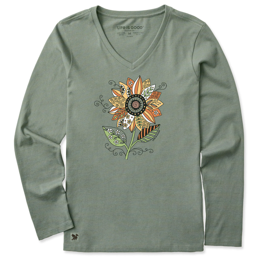 Women's Sunflower Season Long Sleeve Crusher Vee product image 3