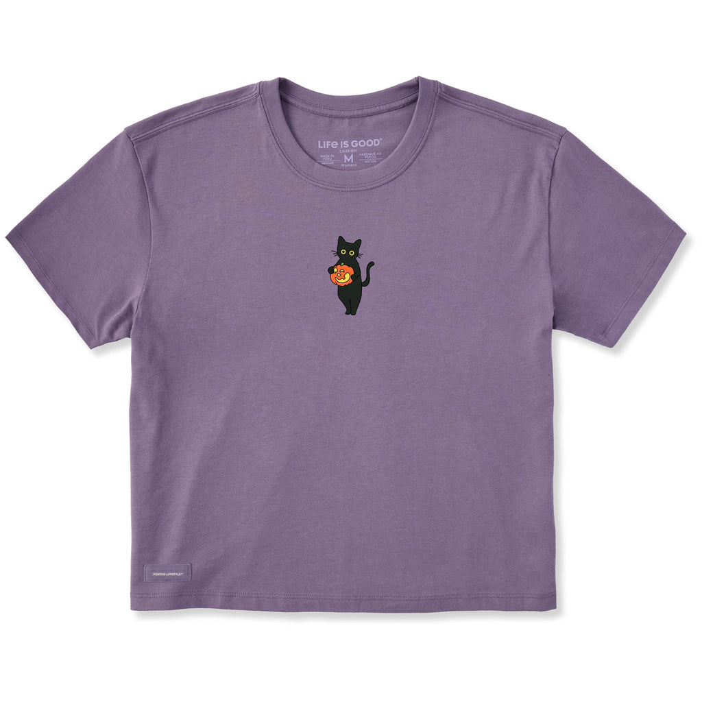 Women's Lil Pumpkin Cat Short Sleeve Crusher Boxy Tee product image 1