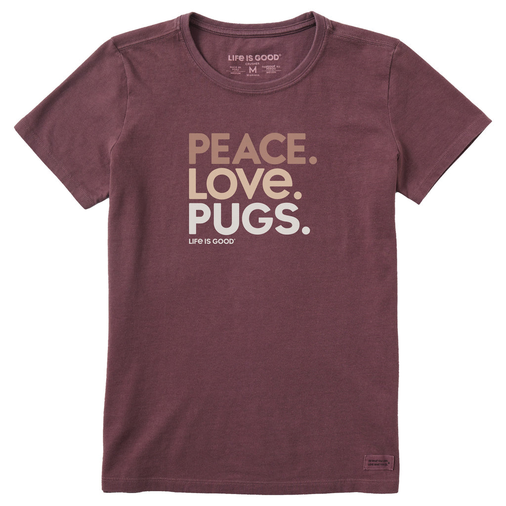 Women's Peace Love Pugs Short Sleeve Crusher Tee product image 1