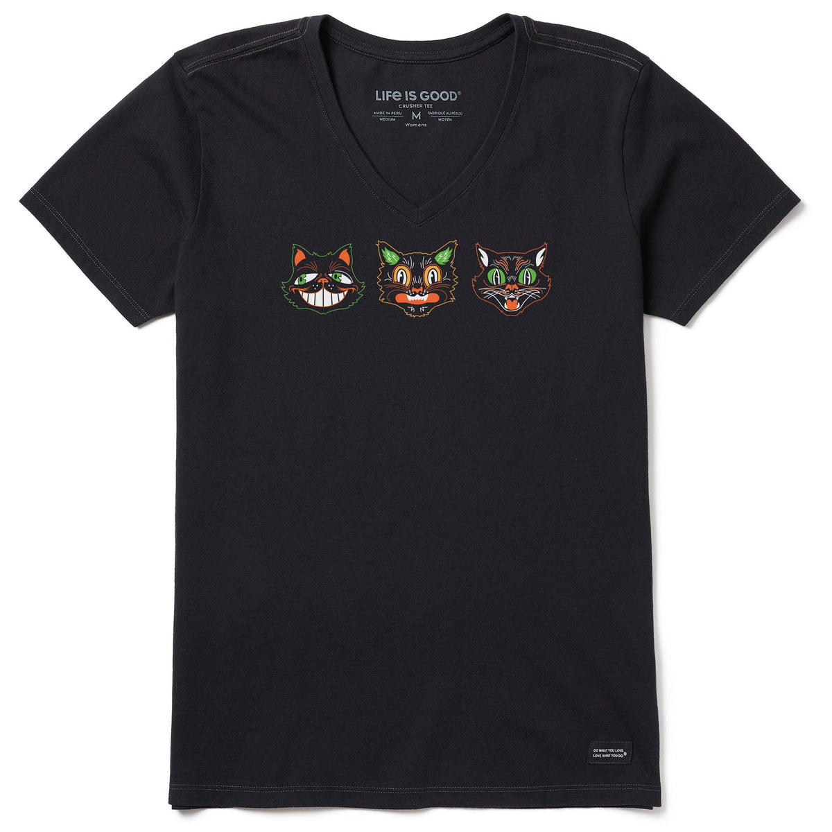 Women's Retro Halloween Cats Short Sleeve Crusher Vee product image 1