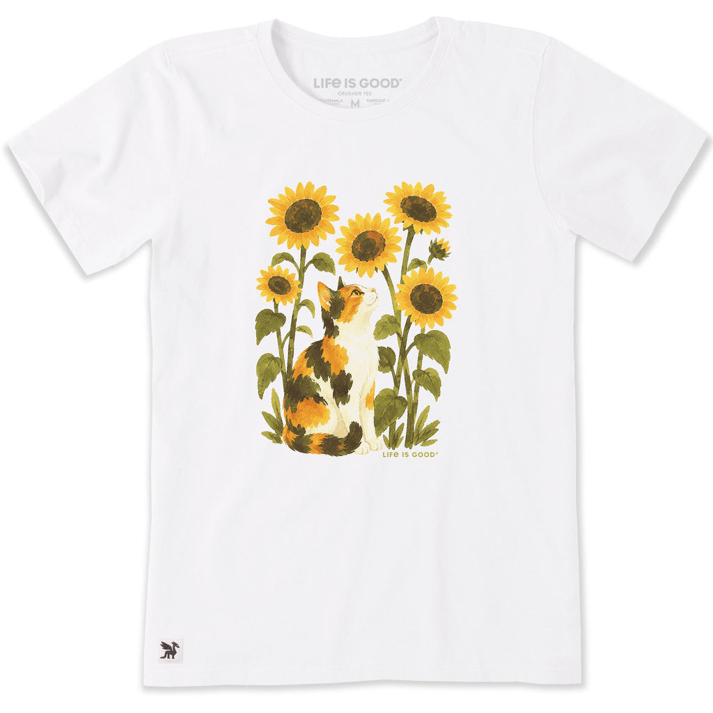 Women's Cat in Sunflowers Short Sleeve Crusher Tee product image 1