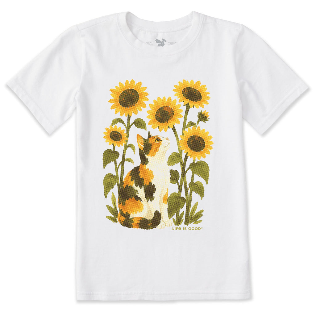 Kids Cat in Sunflowers Short Sleeve Crusher Tee product image 1