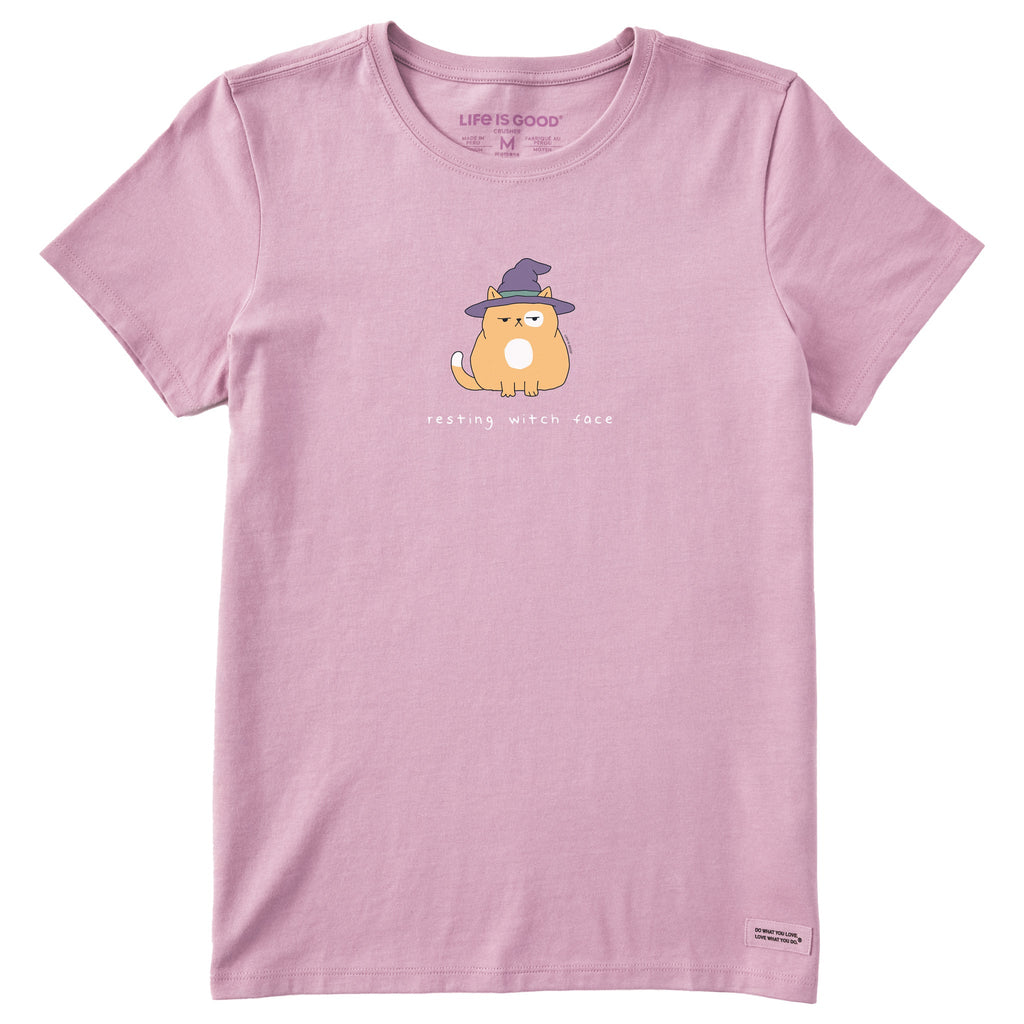 Women's Resting Witch Face Cat Short Sleeve Crusher Tee