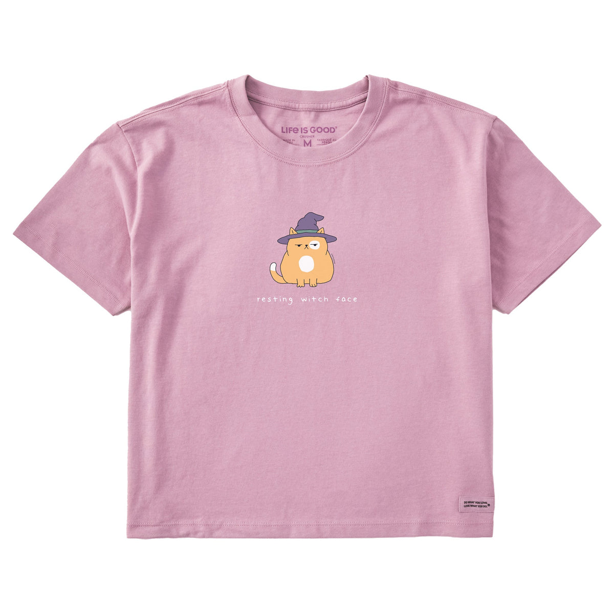 Women's Resting Witch Face Cat Short Sleeve Crusher Boxy Tee