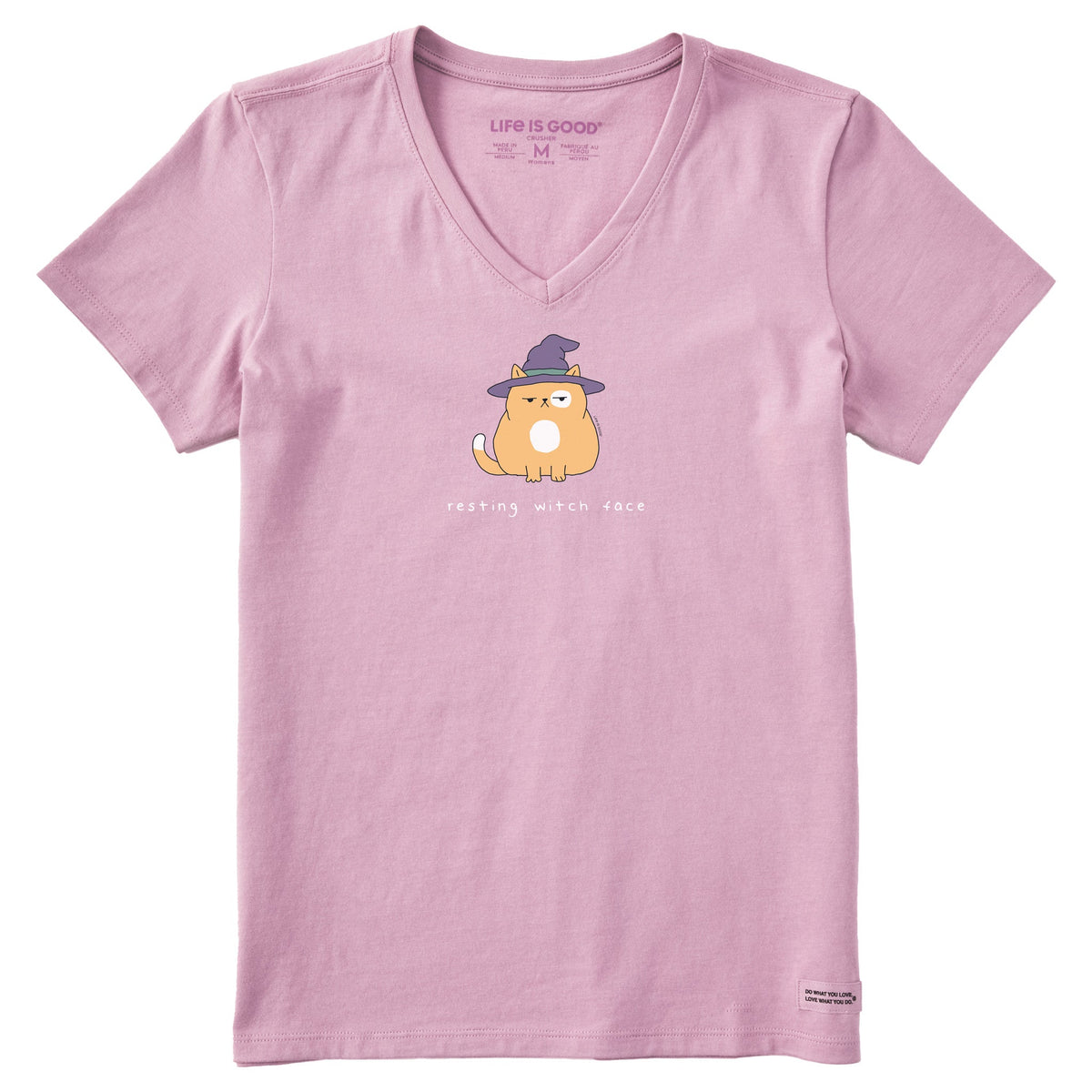 Women's Resting Witch Face Cat Short Sleeve Crusher Vee