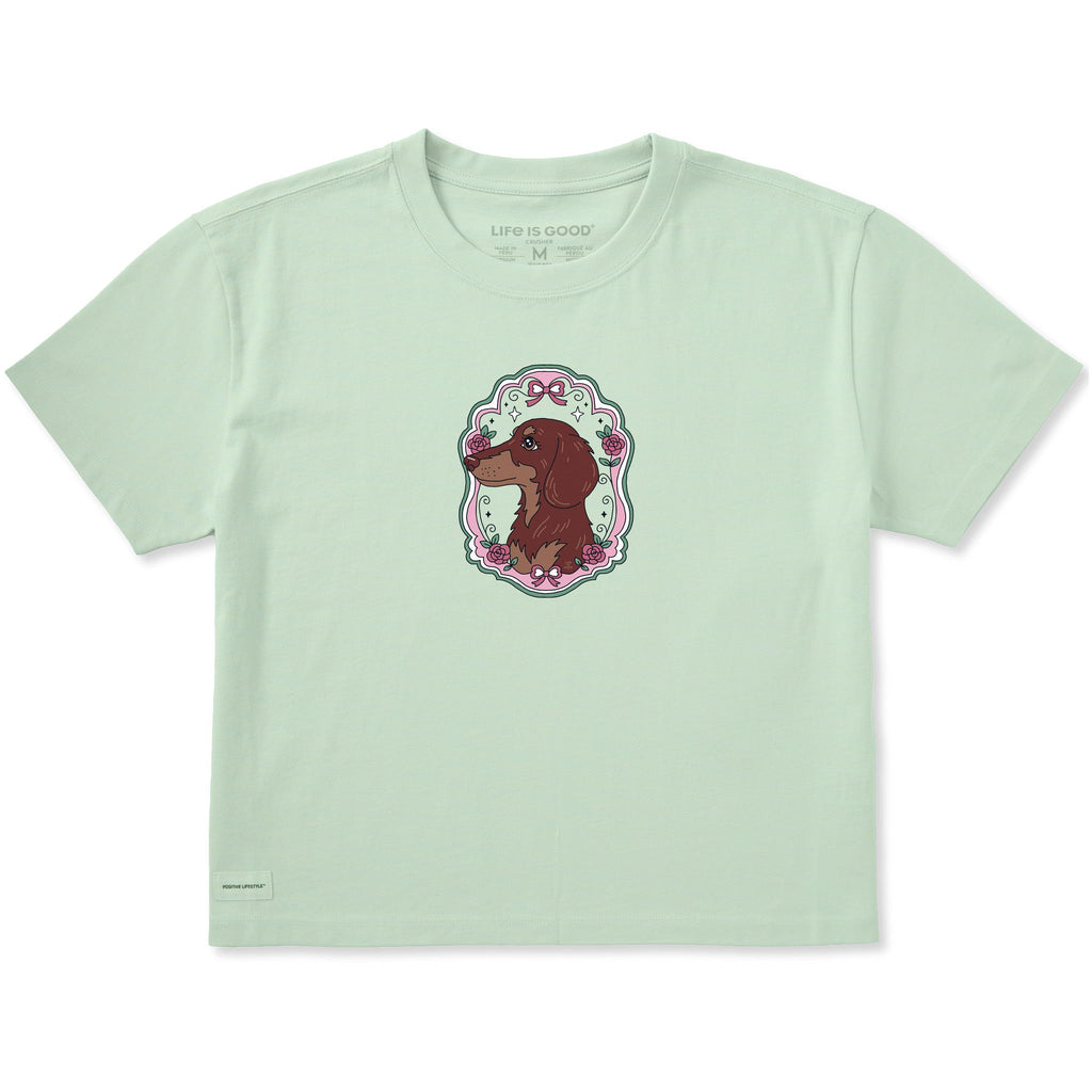 Women's Flower Frame Dachshund Short Sleeve Crusher Boxy Tee product image 1