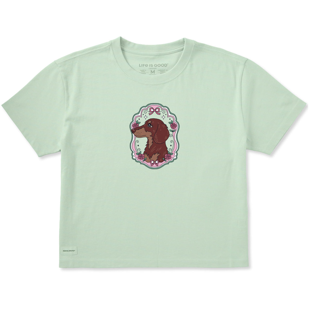 Women's Flower Frame Dachshund Short Sleeve Crusher Boxy Tee product image 1