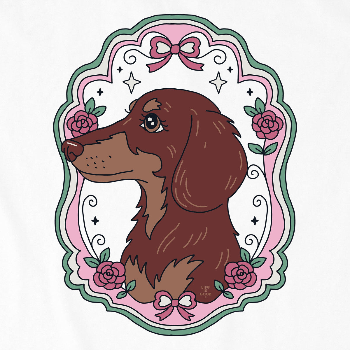 Women's Flower Frame Dachshund Crusher-LITE Shrunken Tee product image 2