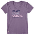 Women's Peace Love Corgis Short Sleeve Crusher Vee product image 1