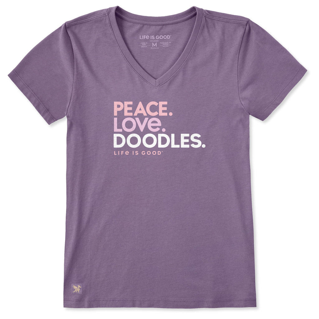 Women's Peace Love Doodles Short Sleeve Crusher Vee product image 1