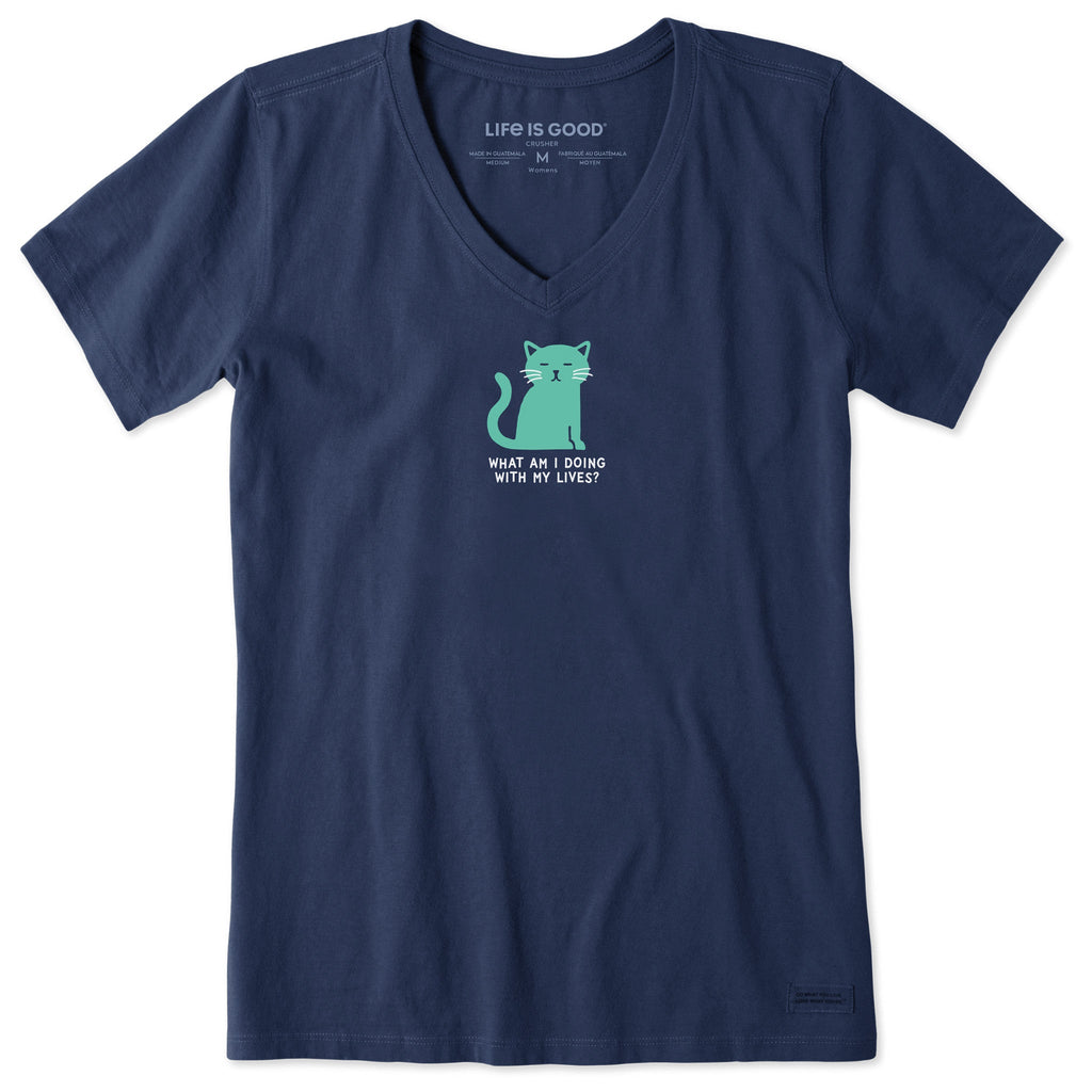 Women's What Am I Doing With My Lives Cat Short Sleeve product image 1