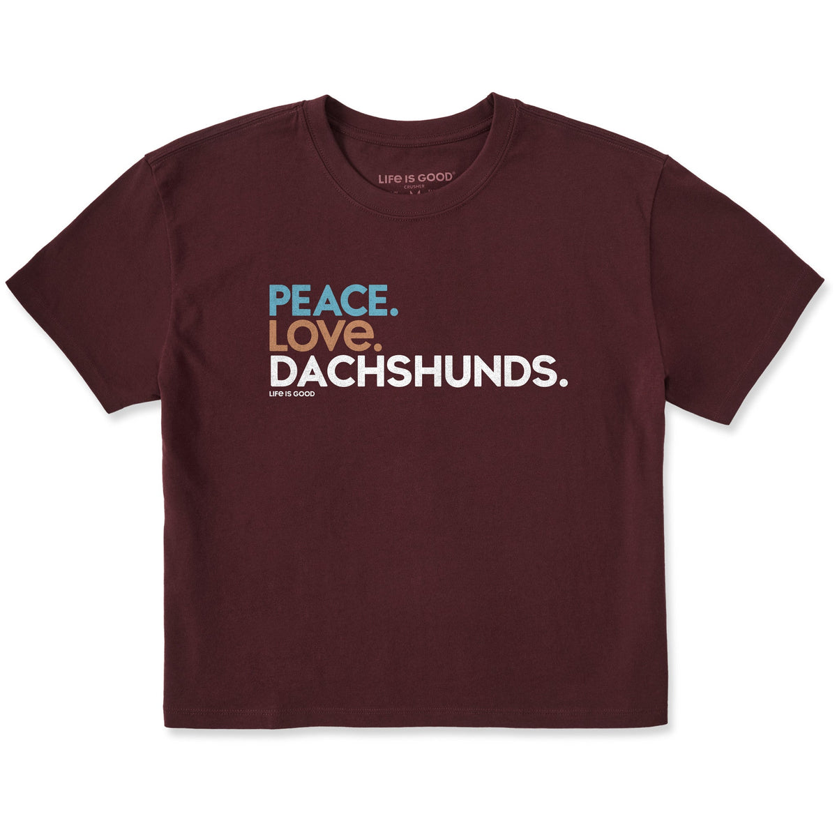 Women's Peace Love Dachshunds Short Sleeve Crusher Boxy Tee product image 1
